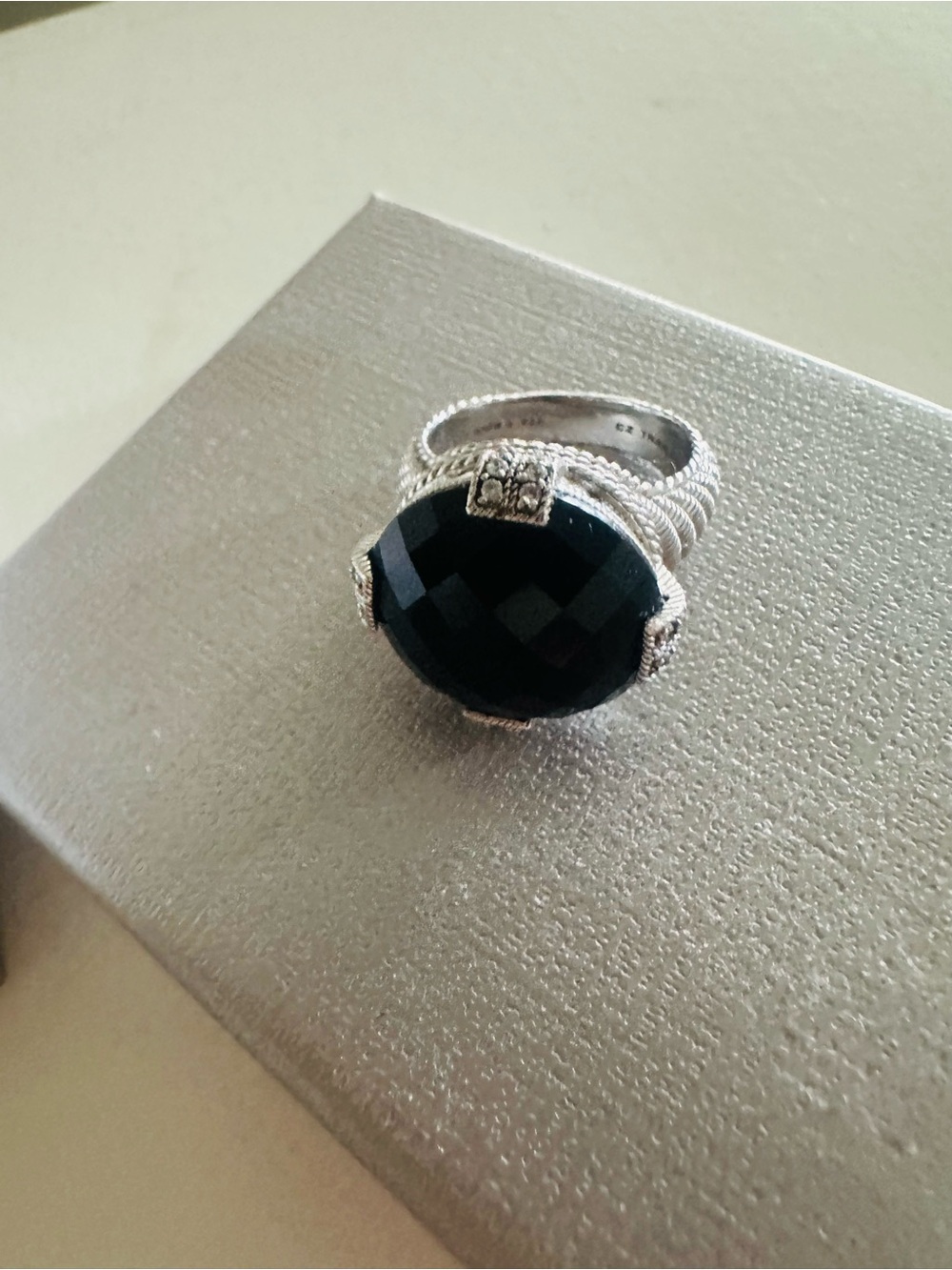 Judith Ripka Silver Ring with Black Faceted Stone
